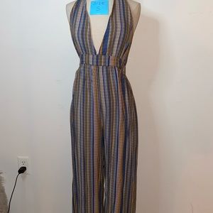 Halter top jumpsuit. Tribal print.